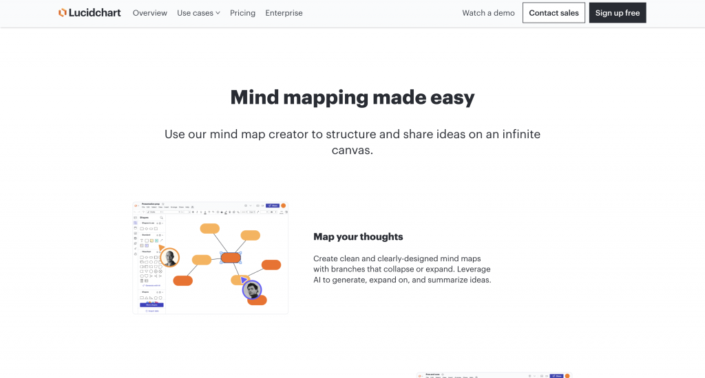 Screenshot of LucidChart's Mind Mapping Software